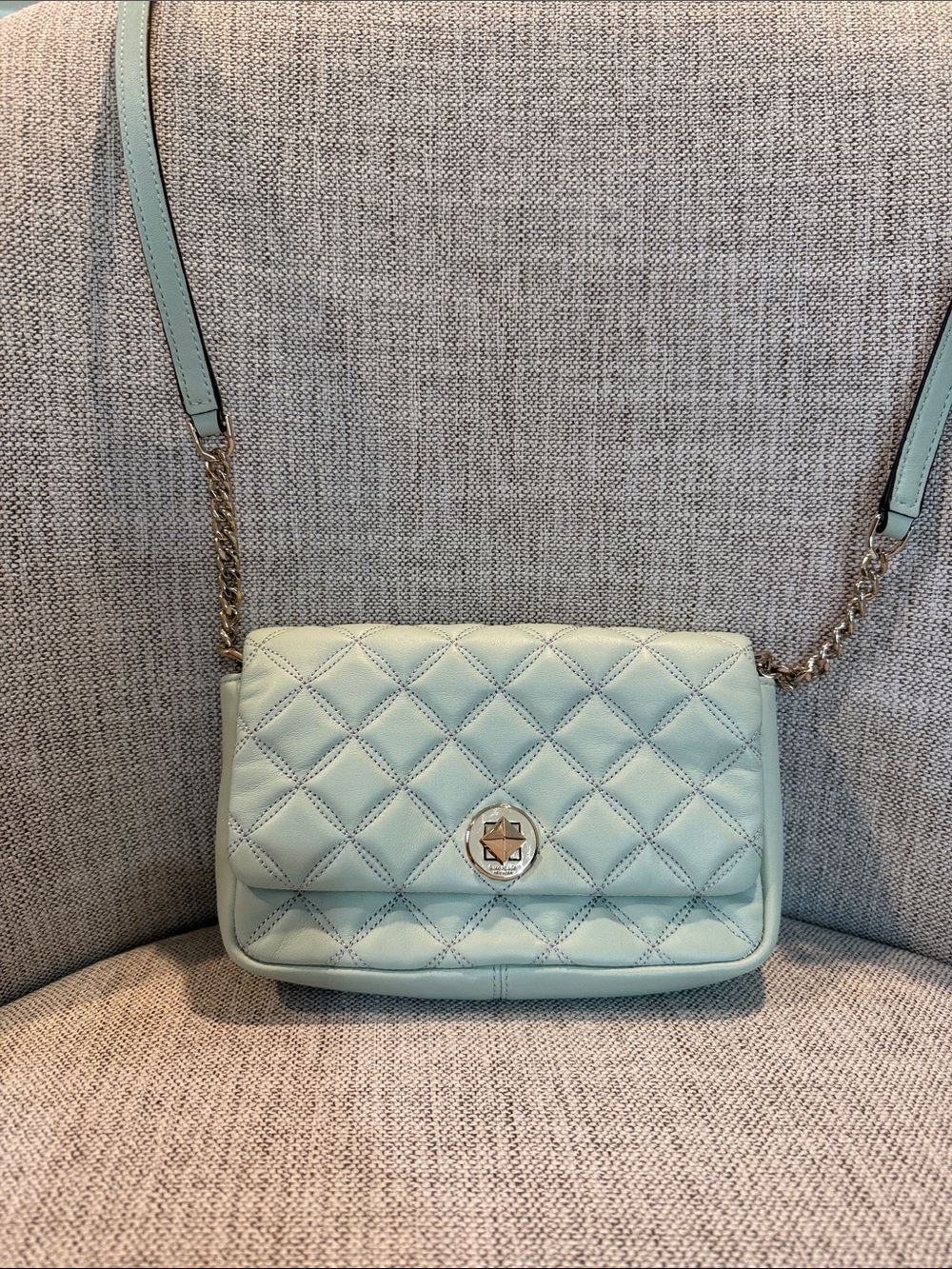 kate spade Mint Quilted Leather Crossbody with Gold Hardware